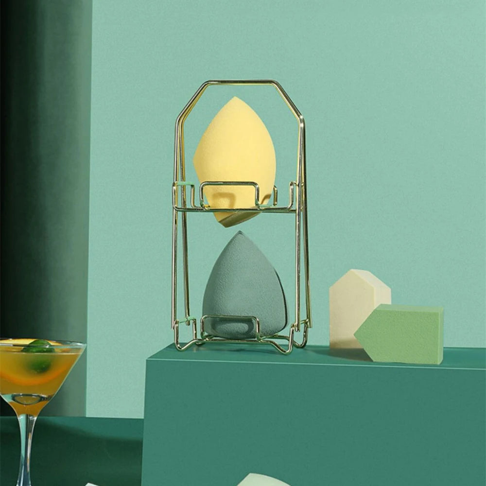 Makeup puff storage rack