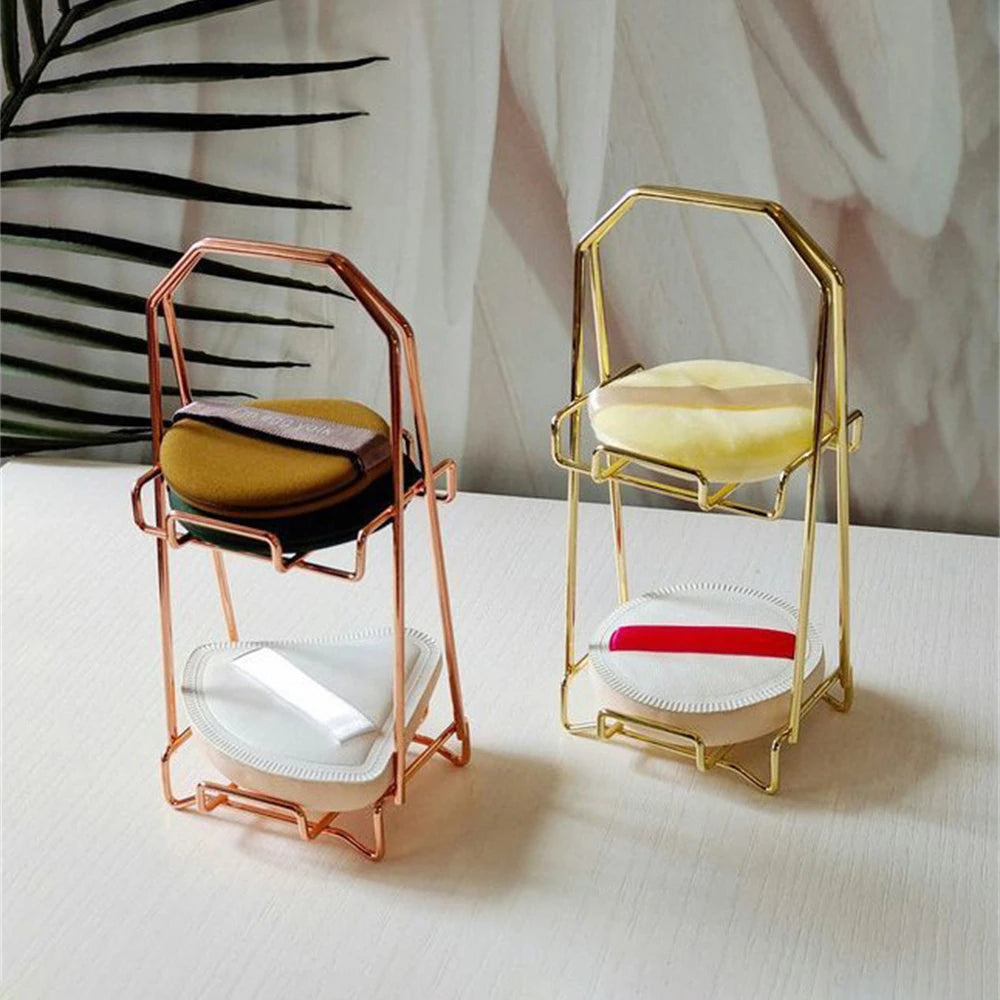 Makeup puff storage rack