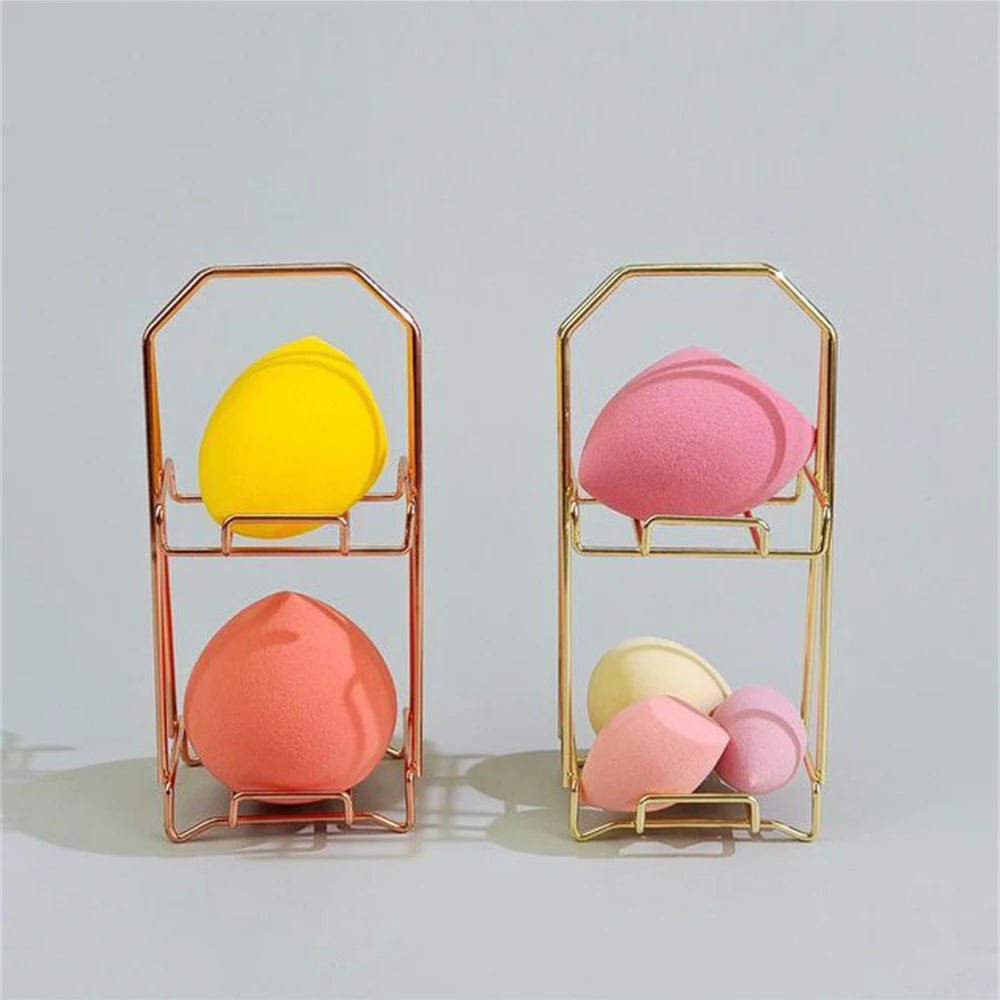 Makeup puff storage rack